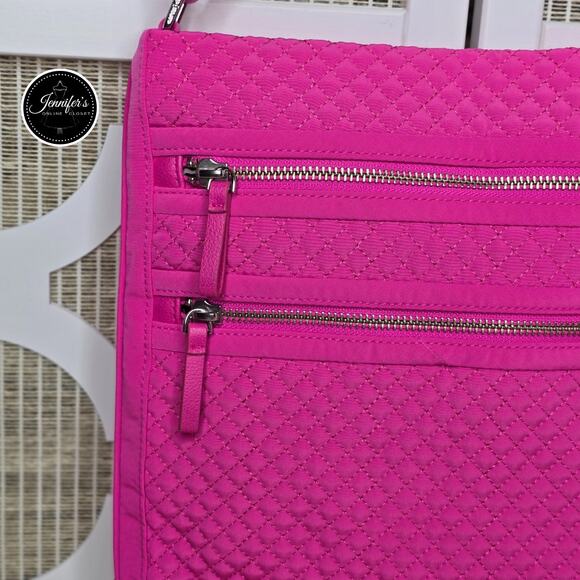 Vera Bradley Magenta Pink Quilted Triple Zip Hipster Crossbody - Picture 3 of 11